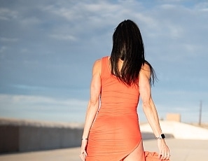 SofieMarieXXX/MS Orange Dress Dam Sunset